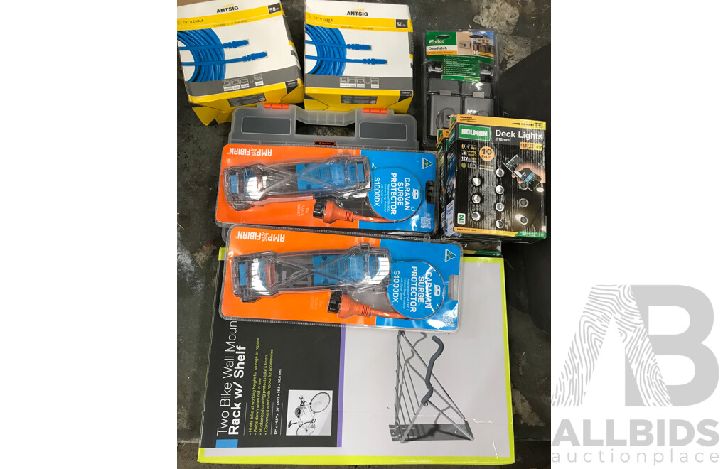 Bike Wall Mounts,  Caravan Surge Protectors, Cat 6 Cables, Carpets, and More