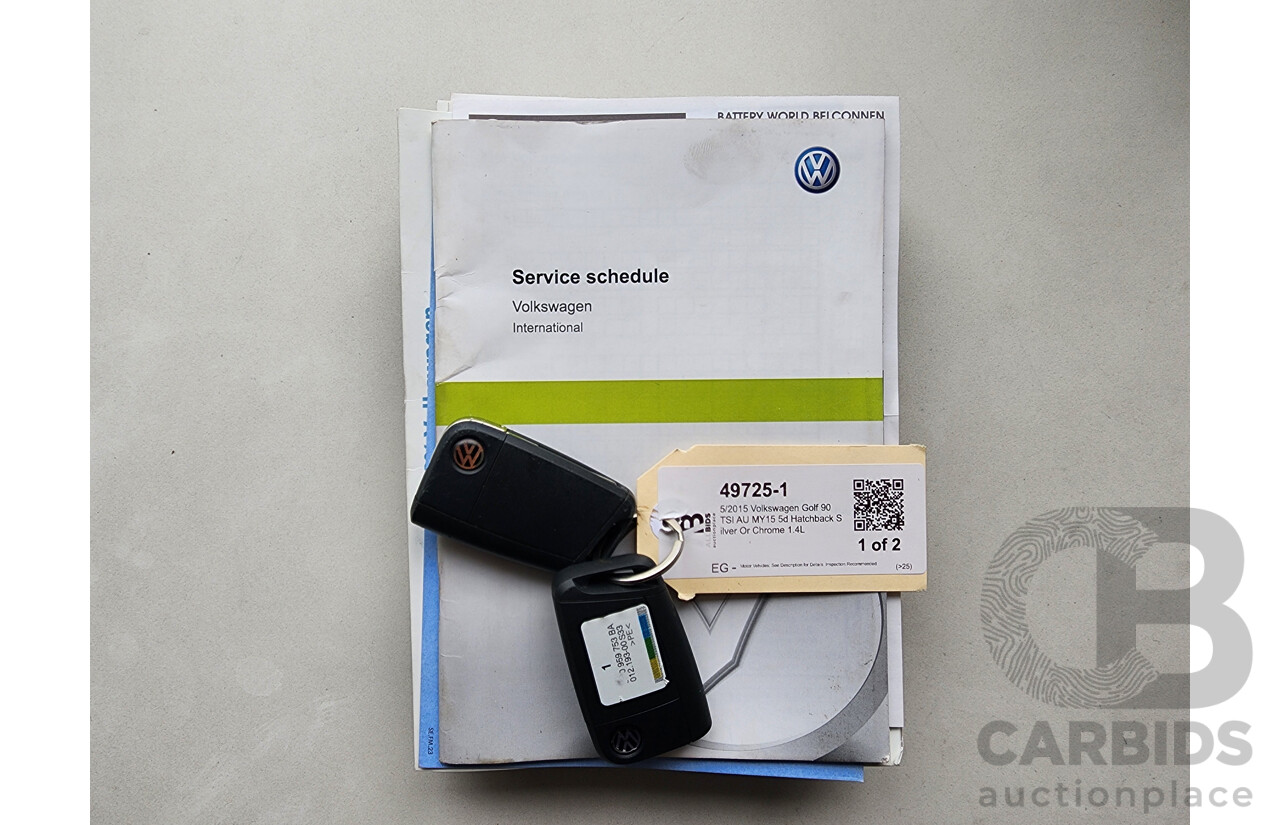 5/2015 Volkswagen Golf 90 TSI AU MY15 5d Hatchback Silver Or Chrome 1.4L