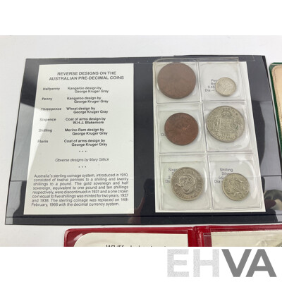 Australian Predecimal BP Souvenir Coin Wallet, 1961 Coin Set, 1983 UNC Coin Set