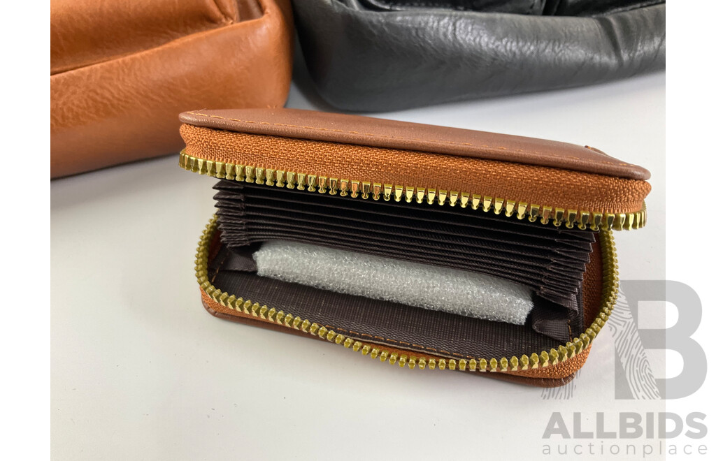 Four Leather Weixier Leather Satchels with Four Pleather Purses, Two Black, Two Brown