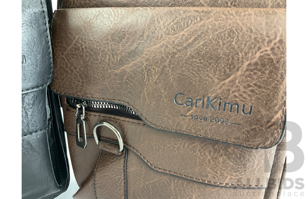 Two Leather Carl Kimu Retro Shoulder Bags, Black and Brown