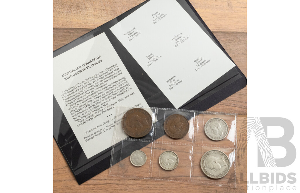 Australian 2016 Five, Ten, Twenty, Fifty Cent Fifty Years of Decimal Currency, 1942 KGVI Coin Set