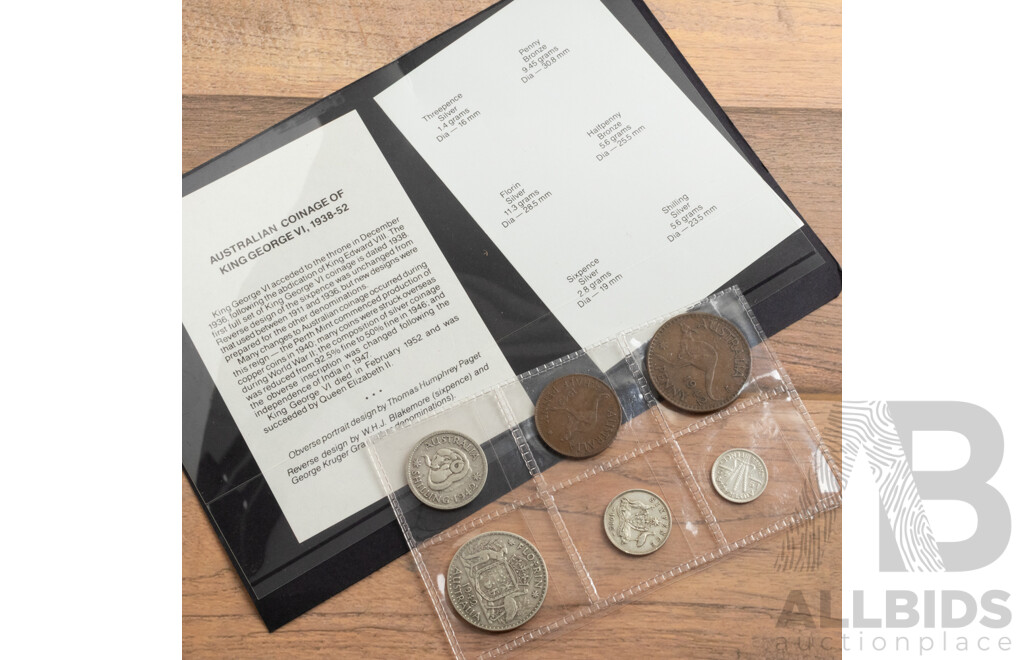 Australian 2016 Five, Ten, Twenty, Fifty Cent Fifty Years of Decimal Currency, 1942 KGVI Coin Set