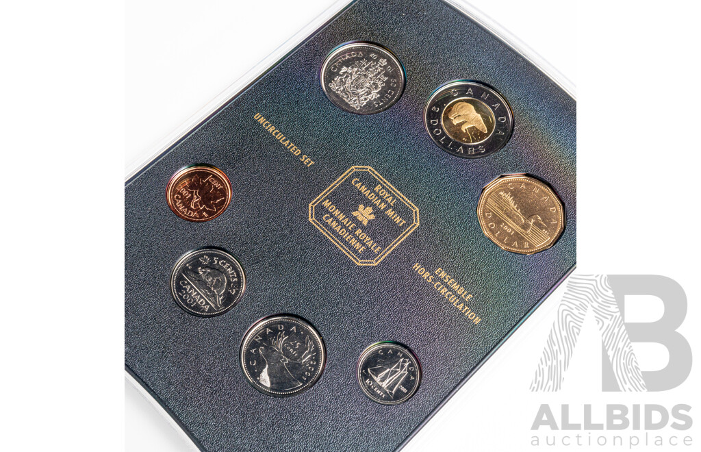 Australian 1944 Predecimal KGVI Coin Set, Japan 1970 Six UNC Coin Set, Canada 2001 Seven UNC Coin Set