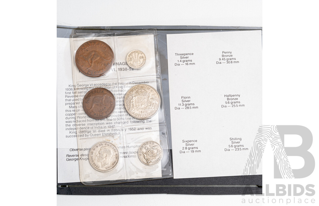 Australian 1944 Predecimal KGVI Coin Set, Japan 1970 Six UNC Coin Set, Canada 2001 Seven UNC Coin Set
