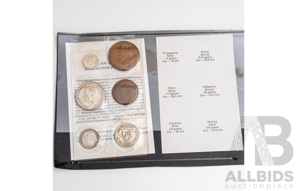 Australian 1944 Predecimal KGVI Coin Set, Japan 1970 Six UNC Coin Set, Canada 2001 Seven UNC Coin Set