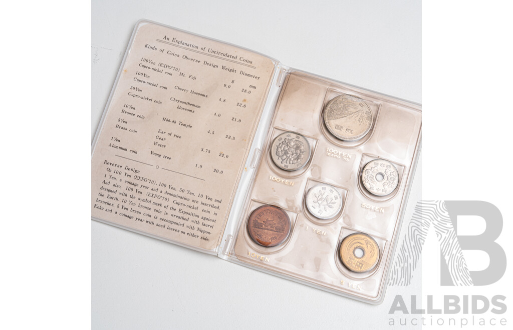 Australian 1944 Predecimal KGVI Coin Set, Japan 1970 Six UNC Coin Set, Canada 2001 Seven UNC Coin Set