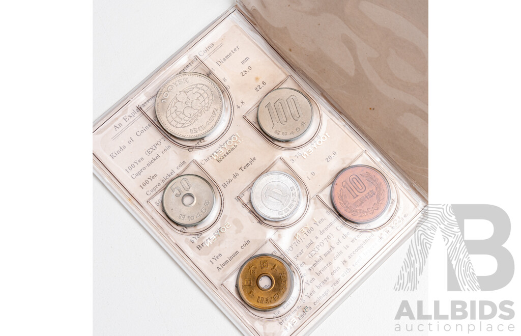 Australian 1944 Predecimal KGVI Coin Set, Japan 1970 Six UNC Coin Set, Canada 2001 Seven UNC Coin Set