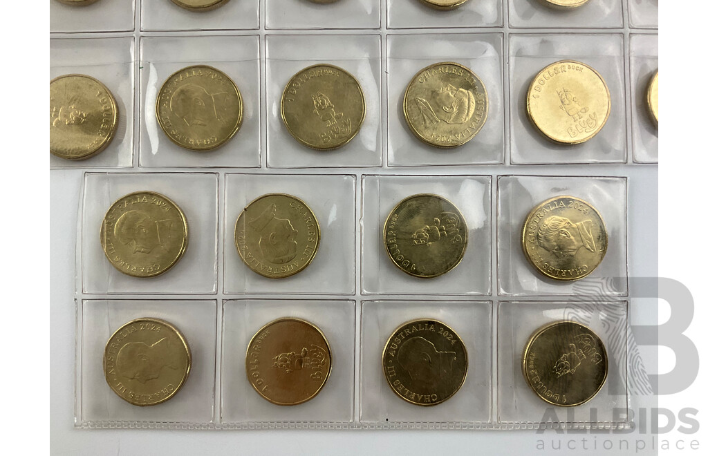 Twenty Australian 2024 One Dollar Coins, 'Bluey Bucks' with Novelty Bluey Fifty and One Hundred Dollar Notes
