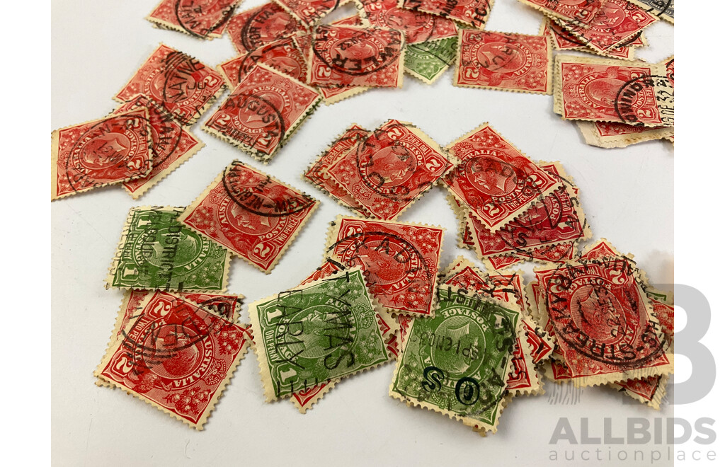 Australian 1913 - 1931 KGV Stamps, One, Two and Three Penny, Official Service