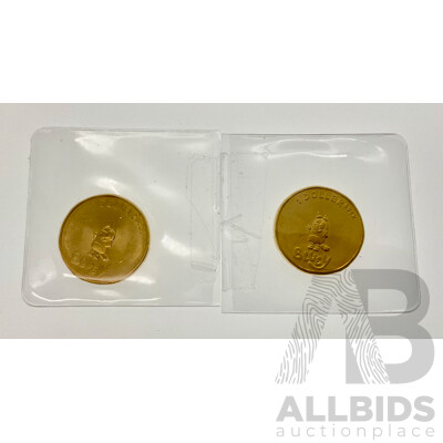 Two Australian 2024 One Dollar Coins, Bluey Buck