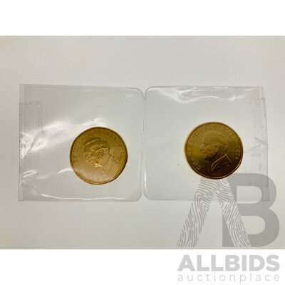 Two Australian 2024 One Dollar Coins, Bluey Buck
