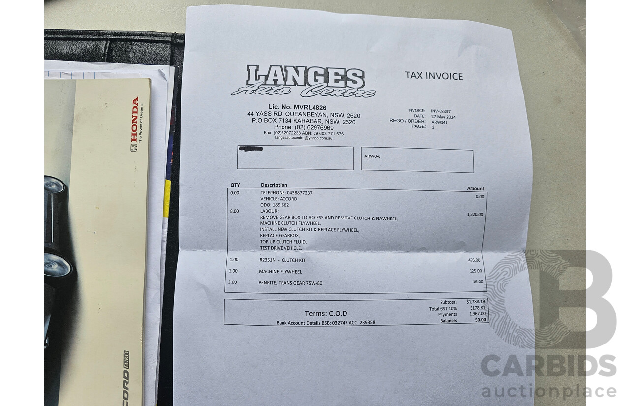 9/2004 Honda Accord EURO Luxury  4d Sedan Silver 2.4L