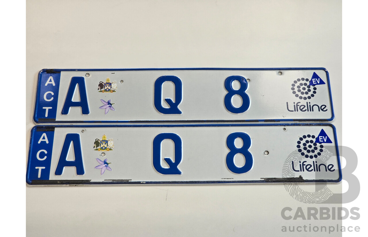 ACT Alpha Numeric European Style Number Plate - A Q 8