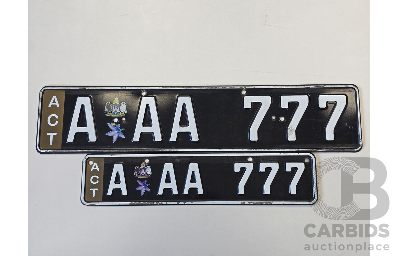 ACT Alpha Numerical European Style Number Plate - A AA 777