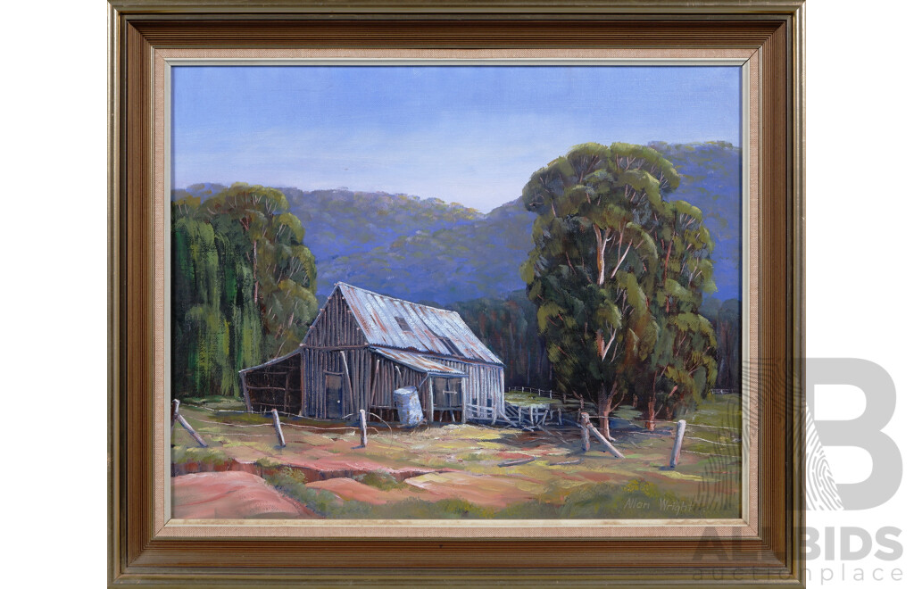 Allan Wright, (20th Century, Australian), Old Woolshed, Oil on Canvas, 42 x 54 cm (frame)