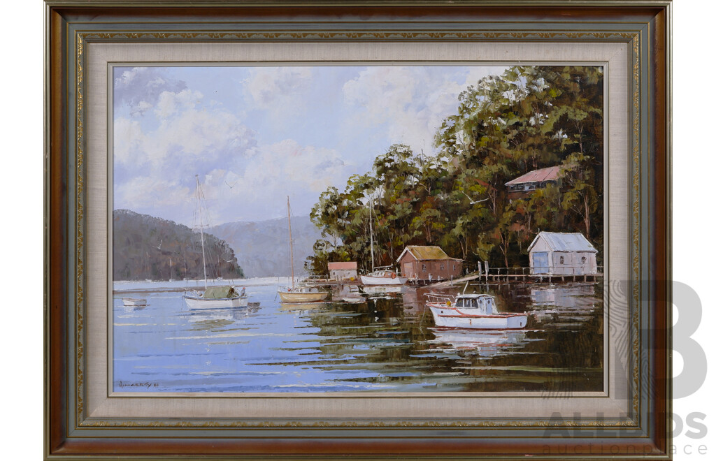 John Hingerty, (20th Century, Australian, 1930-), Pittwater Calm, Oil on Canvas, 69 x 94 cm (frame)
