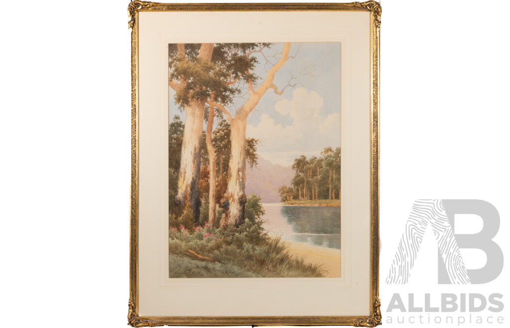 Gladstone Eyre, (Late 19th & Early 20th Century, Australian, 1863-1933), Hawkesbury River, Watercolour, 80 x 62 cm (frame)