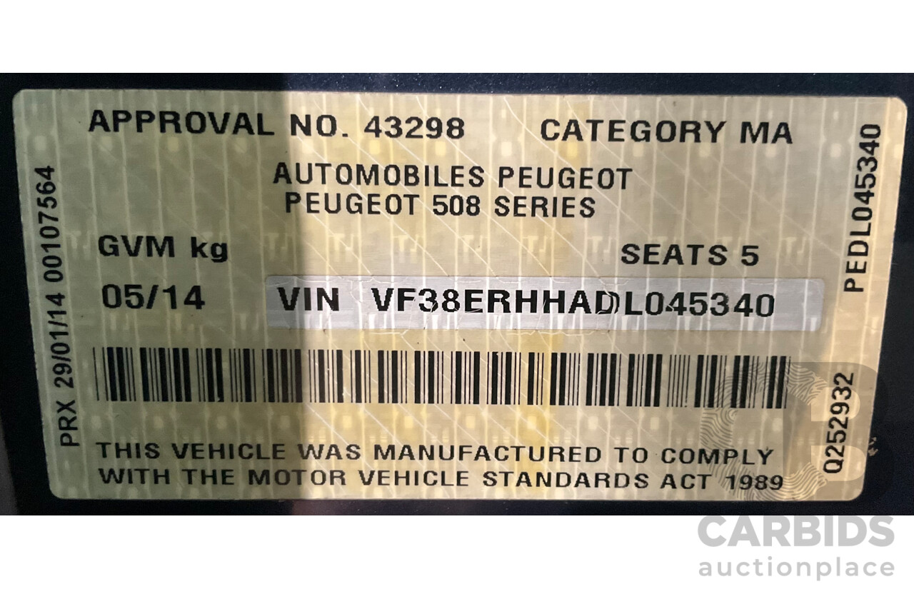 5/2014 Peugeot 508 Allure HDi Touring MY13 4d Wagon Egyptian Blue Metallic Turbo Diesel 2.0L