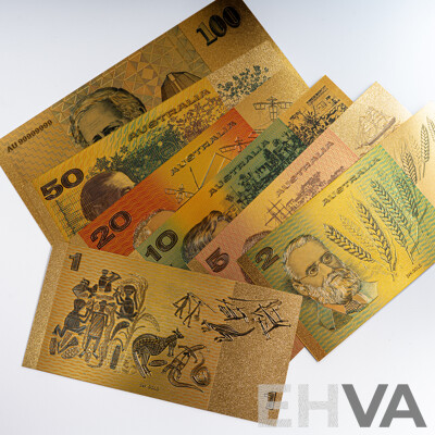 Australian 24 Carat Gold Foil Paper Banknote Series Set