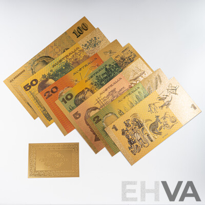 Australian 24 Carat Gold Foil Paper Banknote Series Set