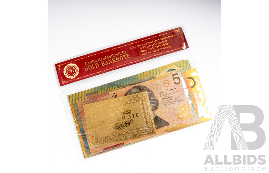 Australian 24 Carat Gold Foil Polymer Banknote Series Set