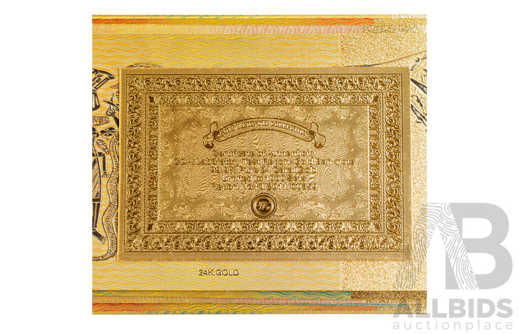 Australian 24 Carat Gold Foil Paper Banknote Series Set