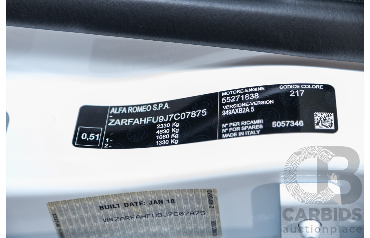 02/2020 Alfa Romeo Stelvio First Edition Q4 (AWD) 949 4D Wagon Alfa White Turbo Diesel 2.1L