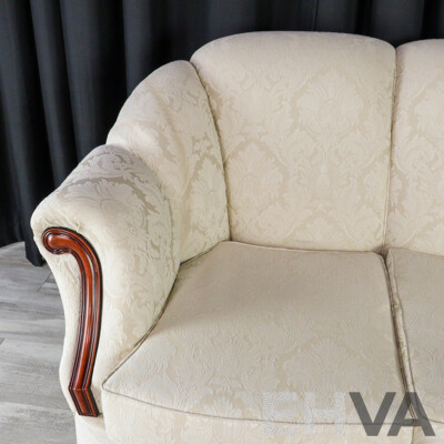 Three Piece Cream Brocade Lounge Suite by AGEM Furniture