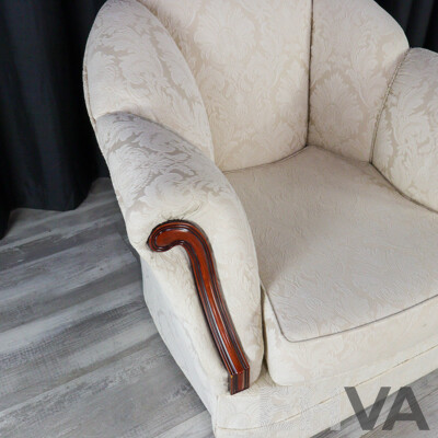 Three Piece Cream Brocade Lounge Suite by AGEM Furniture