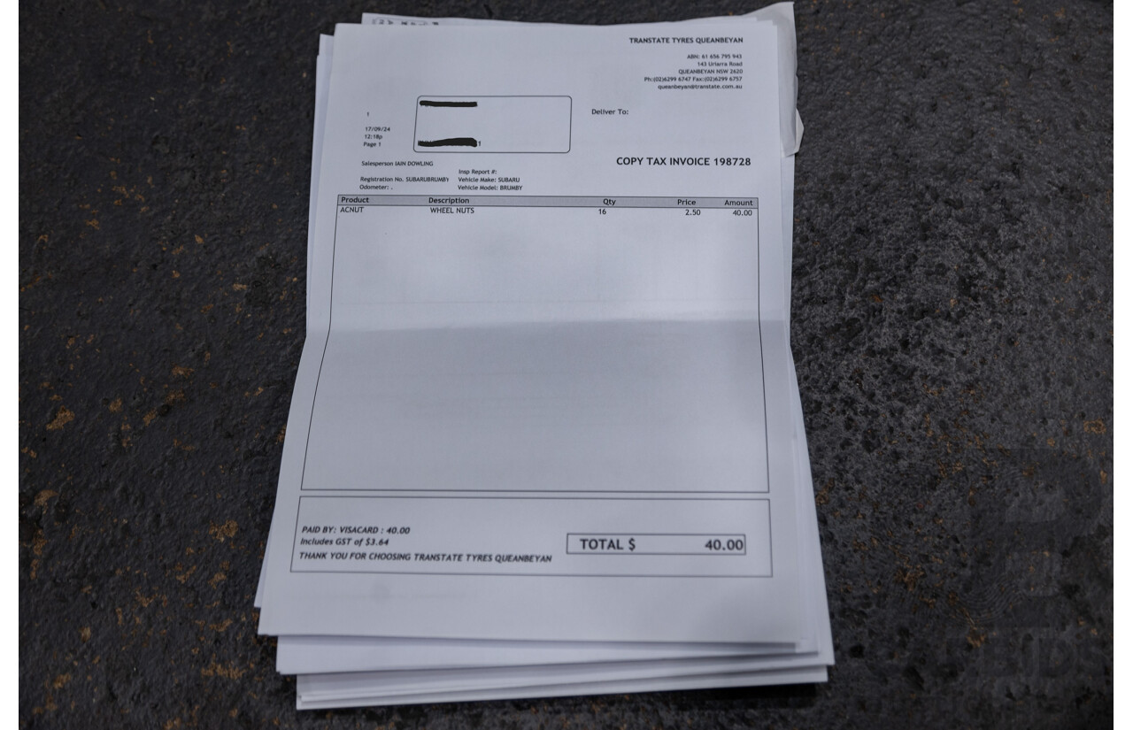 6/1988 Subaru Brumby 1800 (4x4) 2d P/Up Biege 1.8L