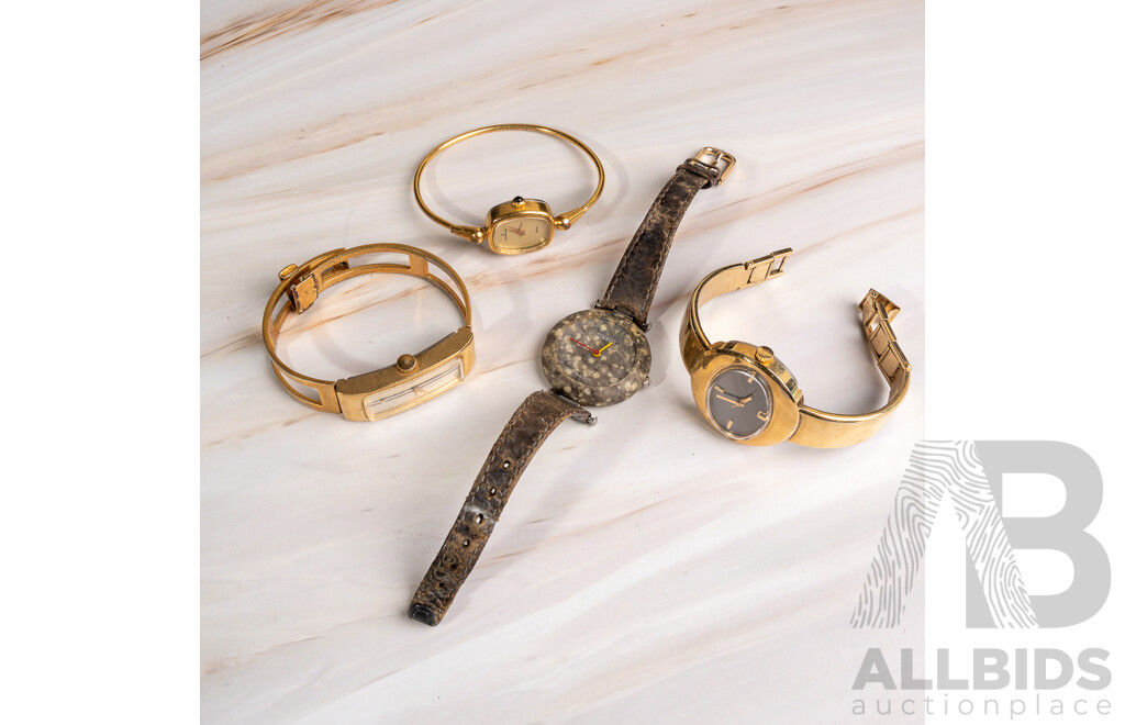 Tissot Ladies RockWatch with Seiko & Michael Herbelin Gold Tone Bangle Watches