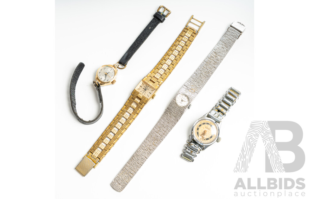 Collection of (4) Vintage Ladies Watches - Avional, Gillex, Manhattan & Cutlass, All Observed with Movement