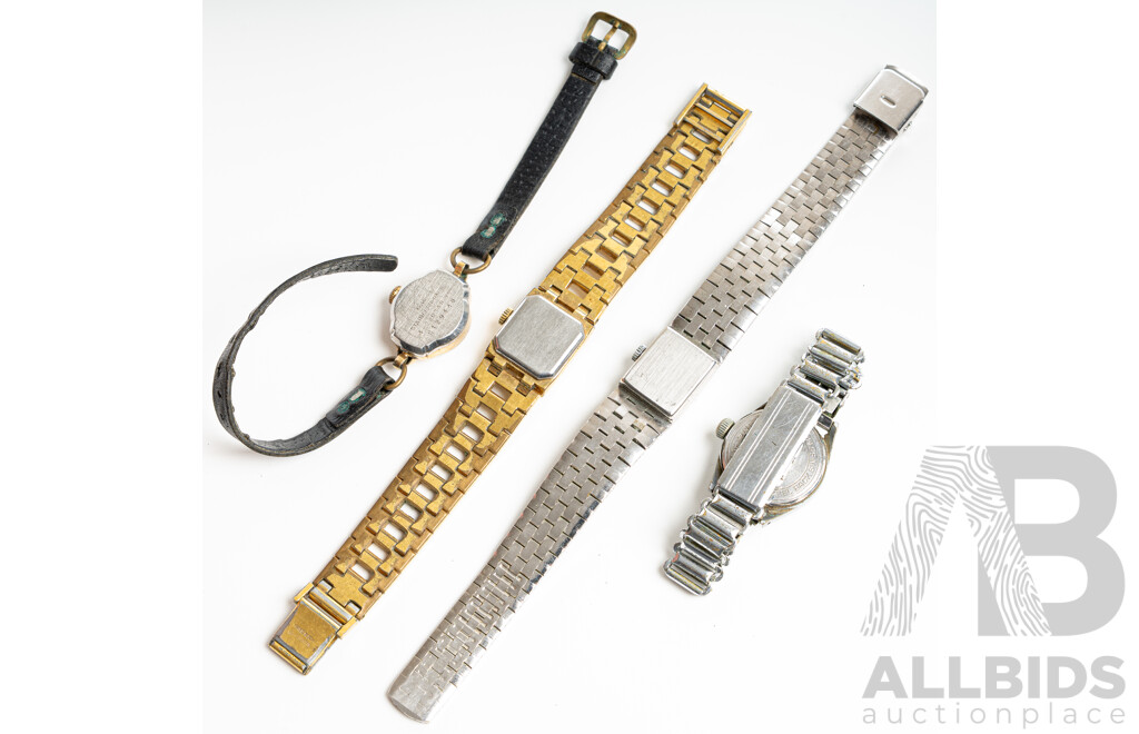 Collection of (4) Vintage Ladies Watches - Avional, Gillex, Manhattan & Cutlass, All Observed with Movement