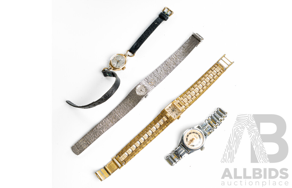 Collection of (4) Vintage Ladies Watches - Avional, Gillex, Manhattan & Cutlass, All Observed with Movement