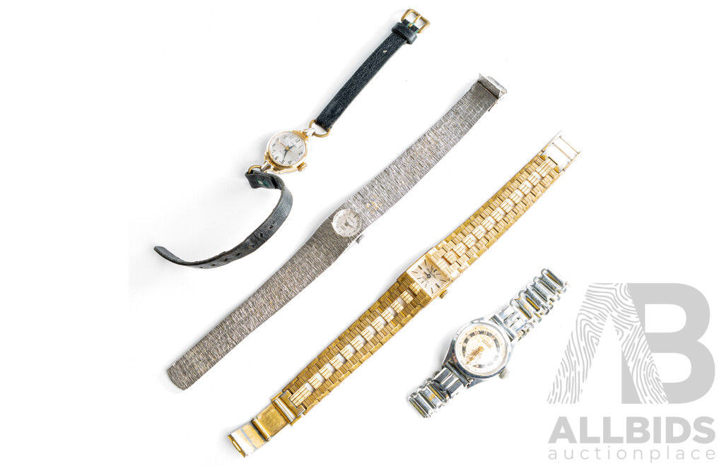 Collection of (4) Vintage Ladies Watches - Avional, Gillex, Manhattan & Cutlass, All Observed with Movement