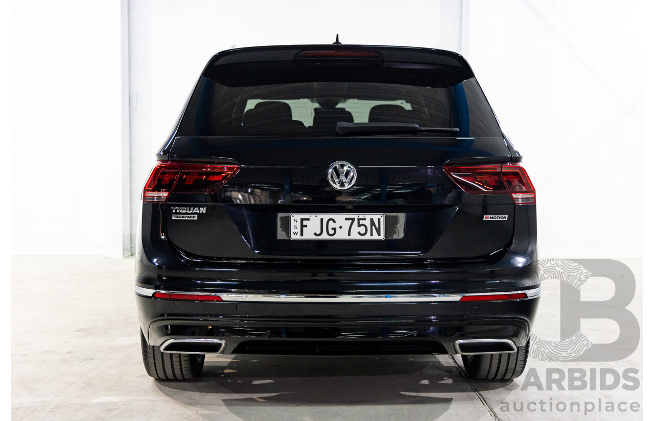 09/2018 Volkswagen Tiguan R-Line ALLSPACE 162 TSI HIGHLINE (AWD) 5NA MY18 4D Wagon Deep Black Pearl Turbo 2.0L - 7 Seater