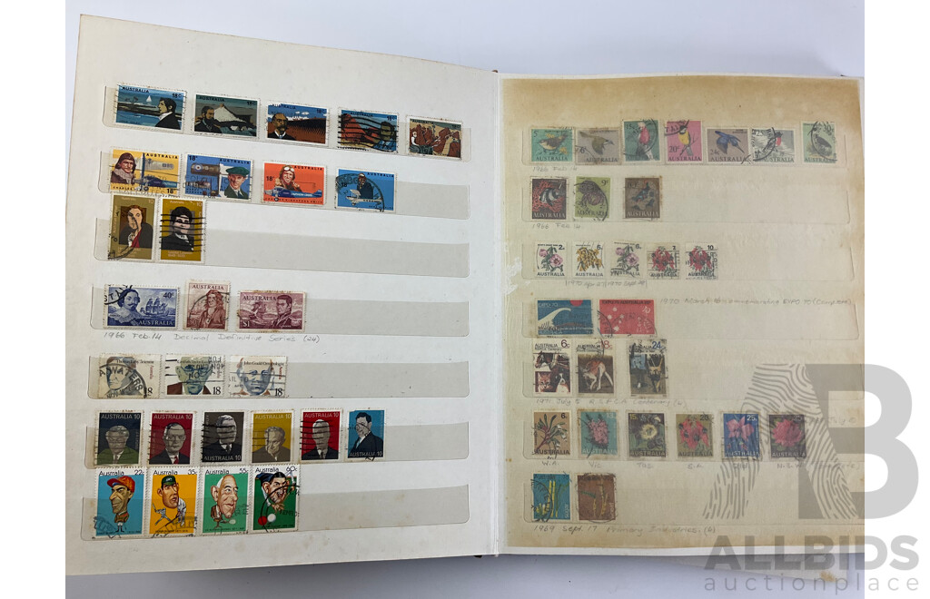 Album of Australian Cancelled Stamps, Examples From 1934 to 1999 with Disney Stamps From Grenada, Antigua and Barbuda, Sierra Leone