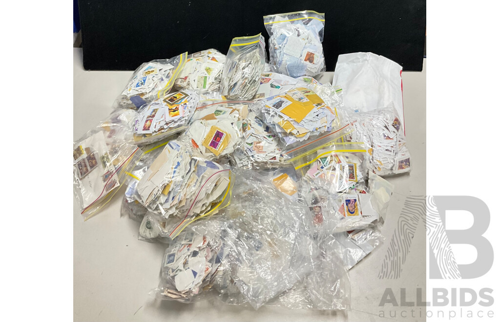 Collection of Australian Cancelled Stamps, Examples Spanning Predecimal to 2010's, Approximately 5.5 Kilograms