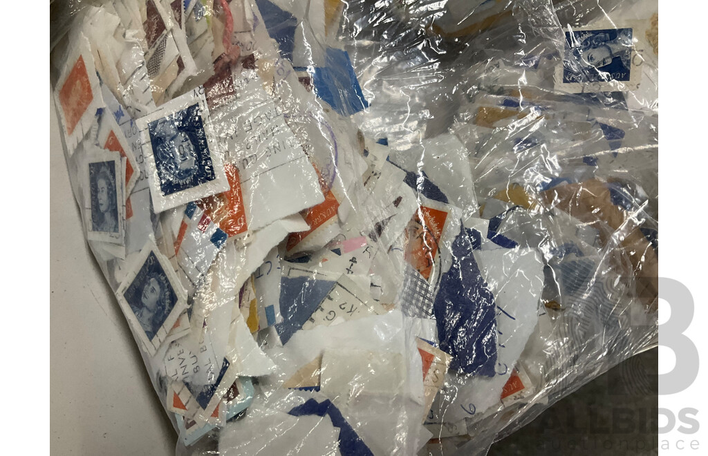 Collection of Australian Cancelled Stamps, Examples Spanning Predecimal to 2010's, Approximately 5.5 Kilograms