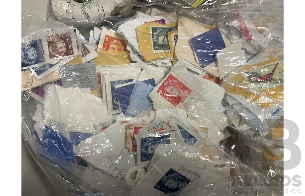 Collection of Australian Cancelled Stamps, Examples Spanning Predecimal to 2010's, Approximately 5.5 Kilograms