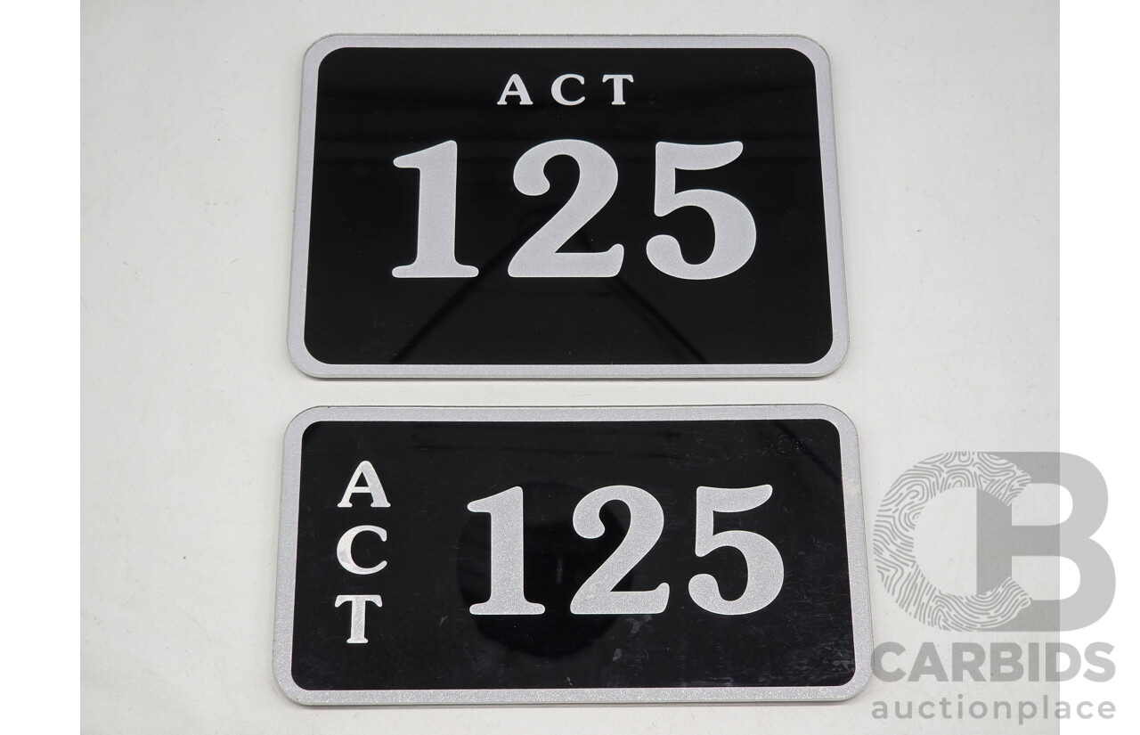 ACT 3-Digit Numerical Motor Vehicle Number Plate - 125