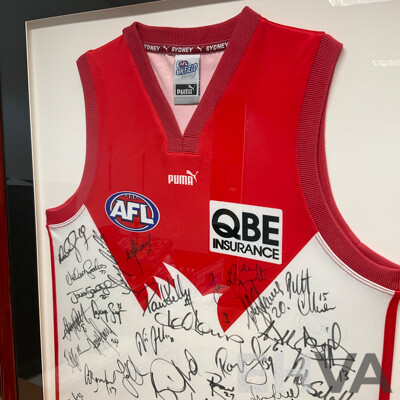Framed Limited Edition Sydney Swans AFL Season 2000 Signed Jersey - 221 of 250 - 84 X108cm