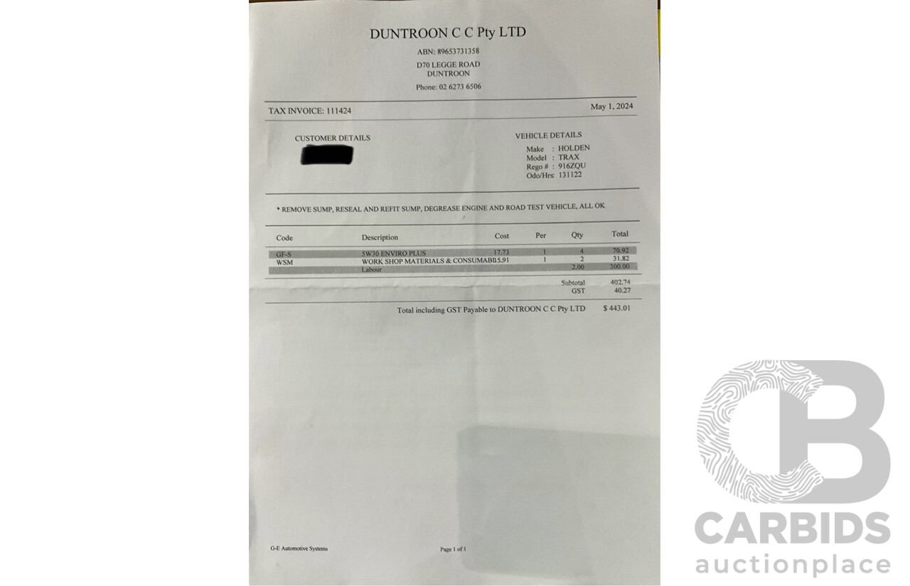 2/2014 Holden Trax LTZ TJ 4d Wagon Velvet Red 1.8L