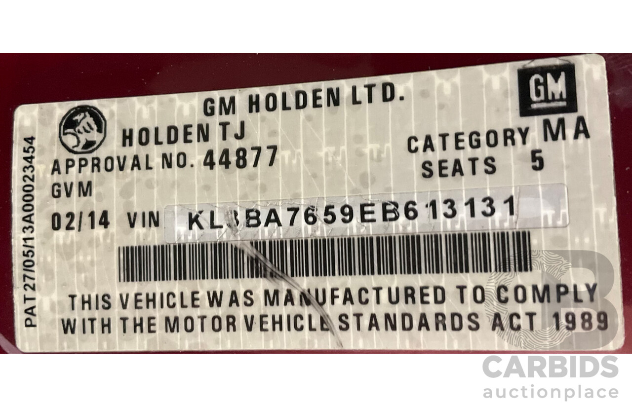 2/2014 Holden Trax LTZ TJ 4d Wagon Velvet Red 1.8L