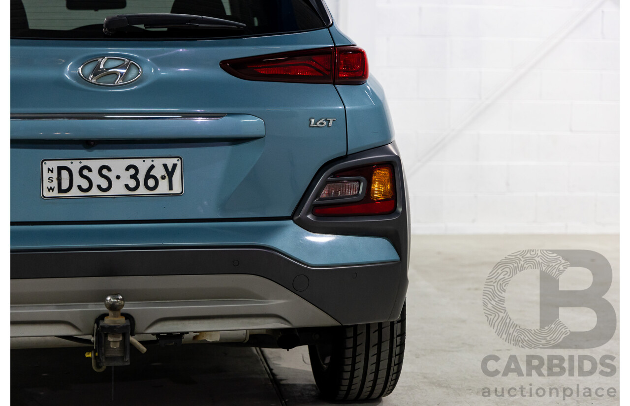 01/2018 Hyundai Kona ELITE (AWD) AWD OS 4D Wagon Ceramic Blue Metallic Turbo 1.6L