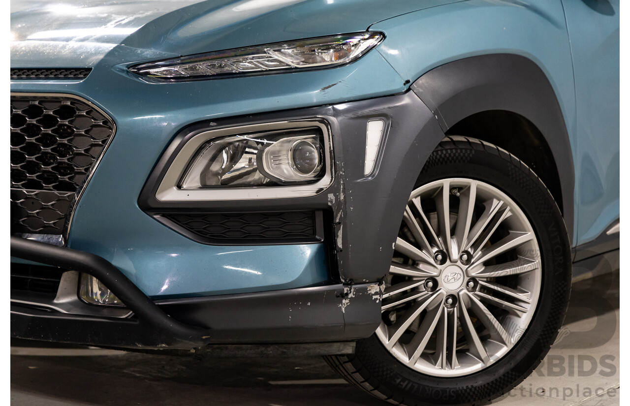 01/2018 Hyundai Kona ELITE (AWD) AWD OS 4D Wagon Ceramic Blue Metallic Turbo 1.6L