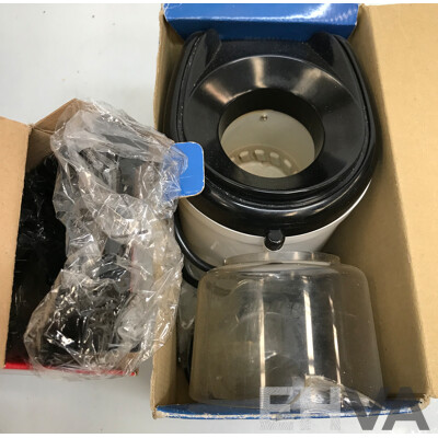 Breville Popcorn Maker, Lumina Gravy Warmer, Aluexpress Coffee Maker, and Homemaker Multi-Slicer - Lot of 4