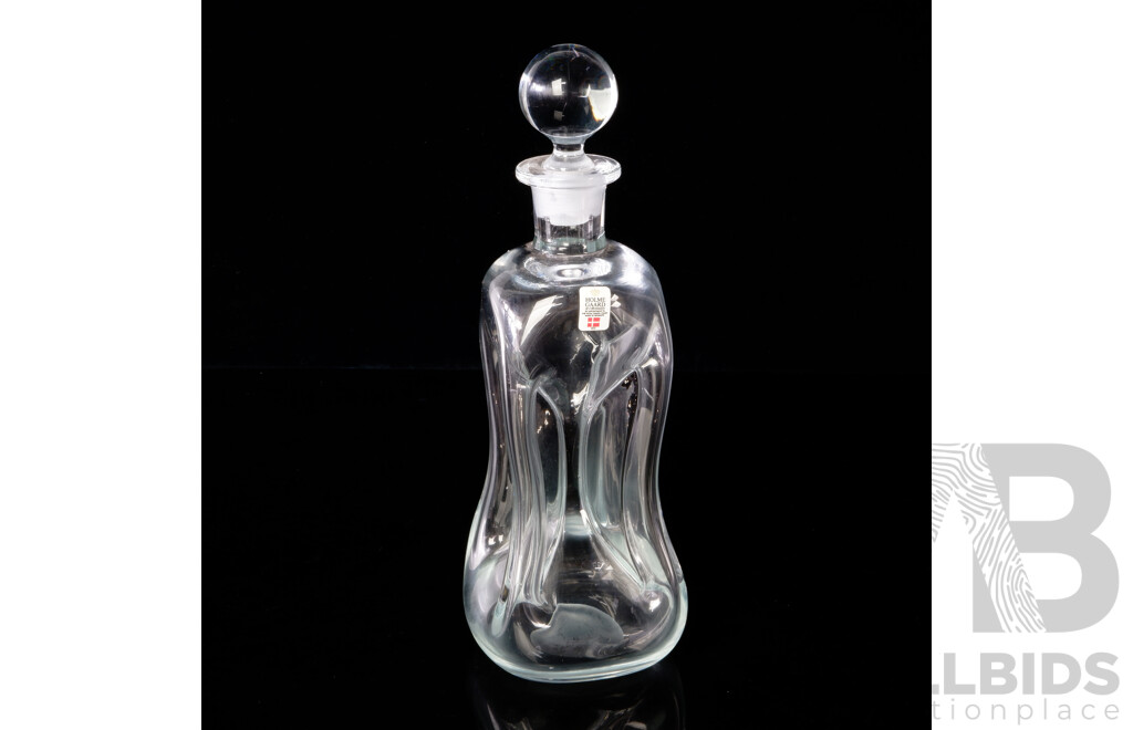 Retro Danish Holmegaard Kluk Kluk Decanter with Stopper and Original Label