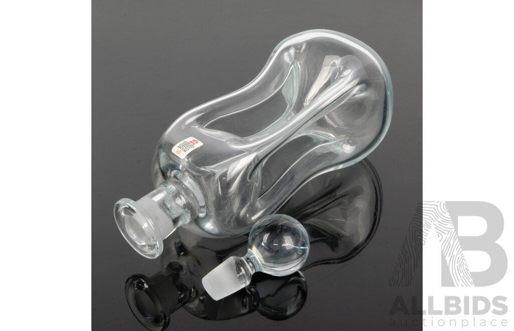 Retro Danish Holmegaard Kluk Kluk Decanter with Stopper and Original Label